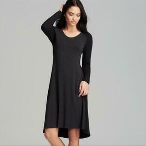 Eileen Fisher Jersey Stretch Long Sleeve Dress Hi Low Hem Black Small Corpcore